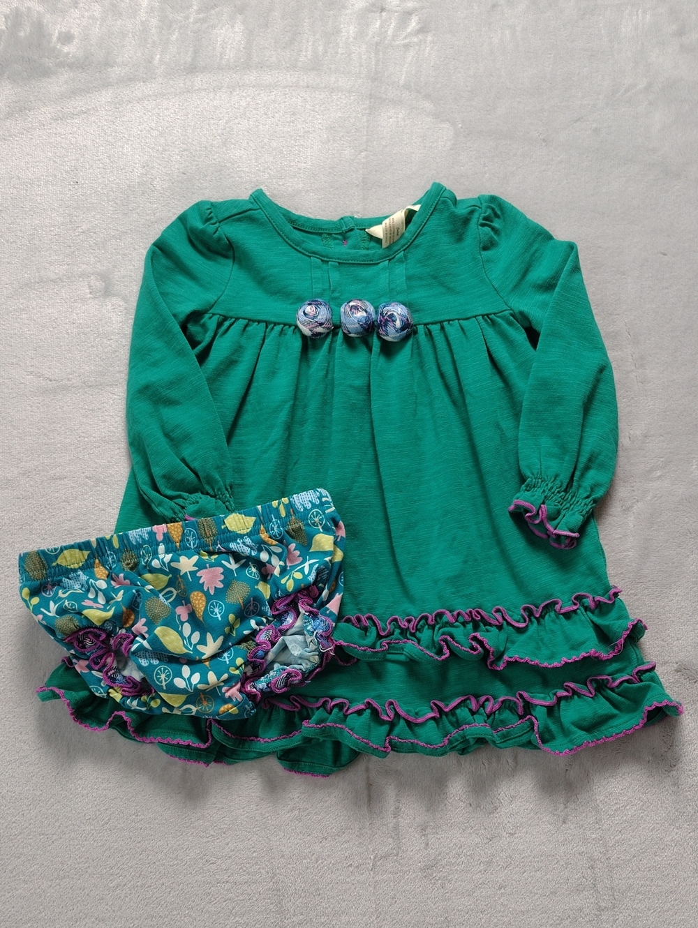 Matilda Jane Green Under the Leaves Whimsical Two Piece Set Size 6-12 Months